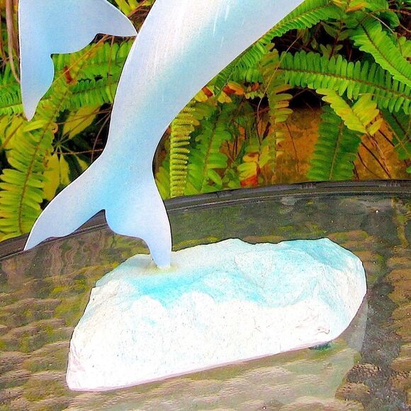 White & Aqual Metal Dolphin Decor - Picture 3 of 5